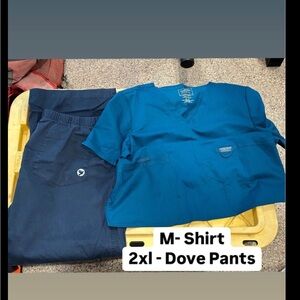 Teal Scrub Top and Navy Pants Set